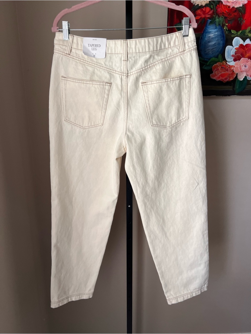 Future collective tapered Cream High-Rise Straight Jeans - Picture 7 of 9